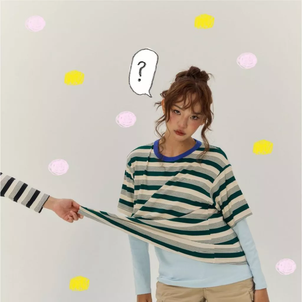 NOTABORINGTEE l TIM l LINE COLLECTION 📏 เสื้อลายทางแขนสั้น oversized