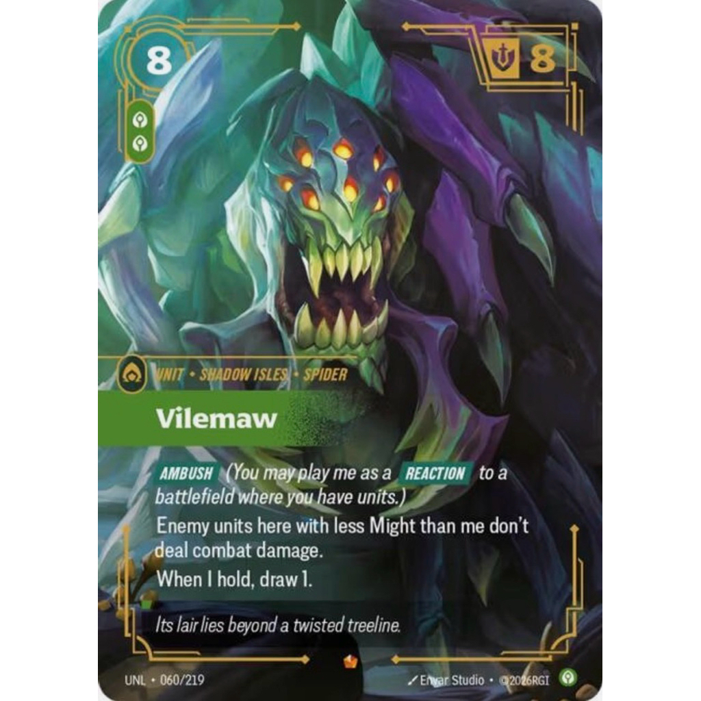 💯 พร้อมส่ง ENG UNL Vilemaw Riftbound Official TCG Riot TRADING CARD GAME