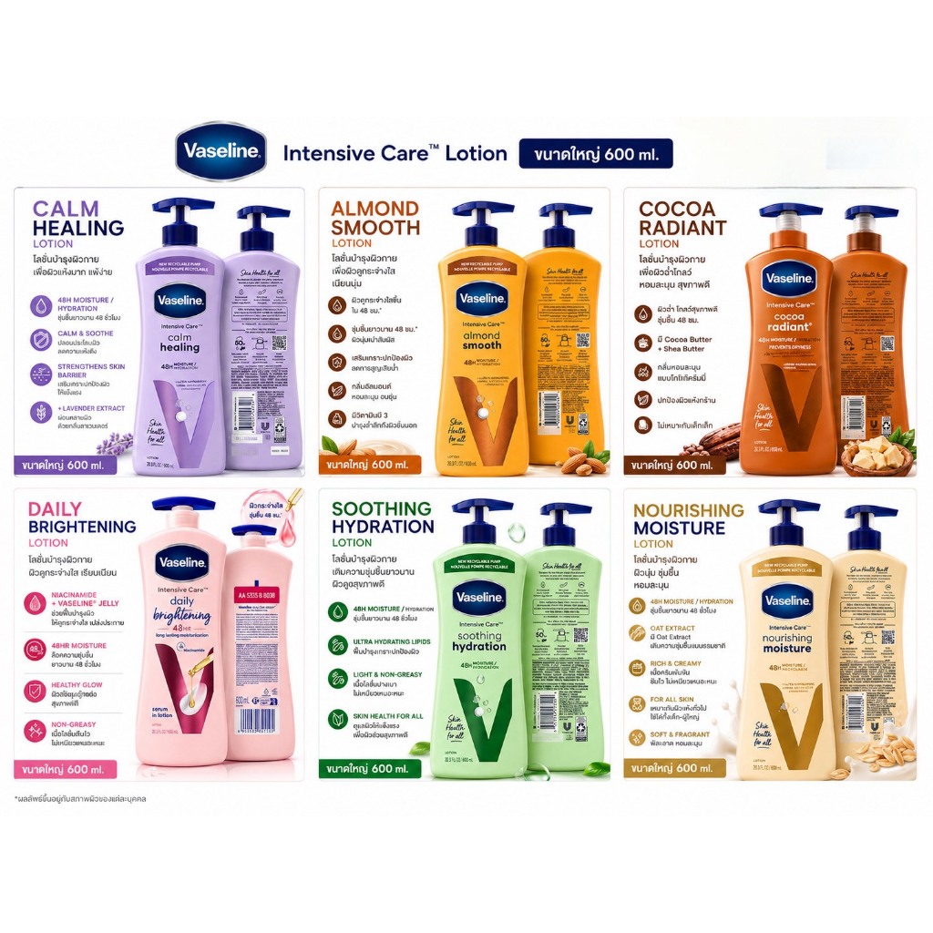 ❤️ไม่แท้คืนเงิน❤️ Vaseline Intensive Care Lotion ขนาด 600 ml. ขวดใหญ่เบิ้ม โลชั่นบำรุงผิว