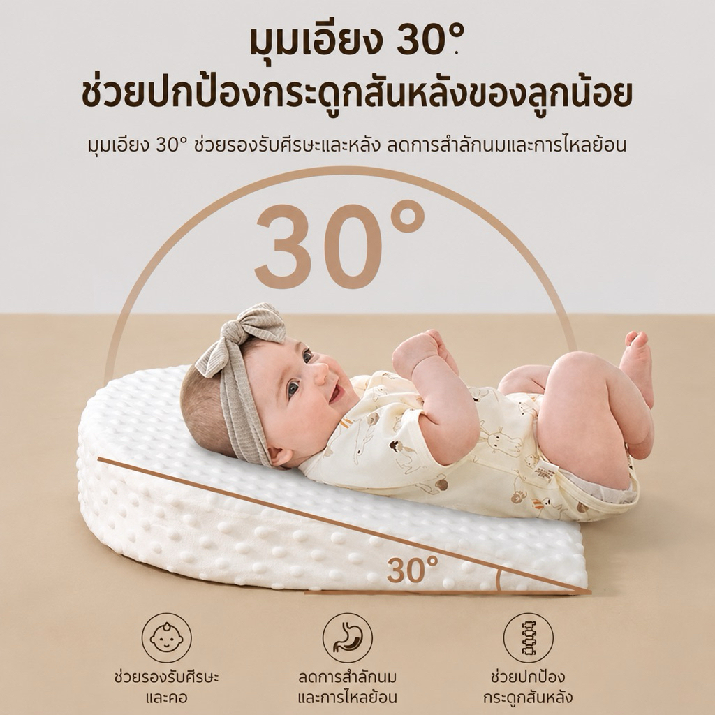 Daisy หมอนกันแหวะนม ลดกรดไหลย้อน สำหรับเด็ก 0-1 ปี
