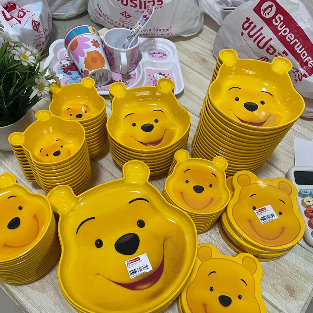 ‼️มาใหม่ จาน ชาม ถ้วย ลายหมีพูห์ ซุปเปอร์แวร์ เมลามีน