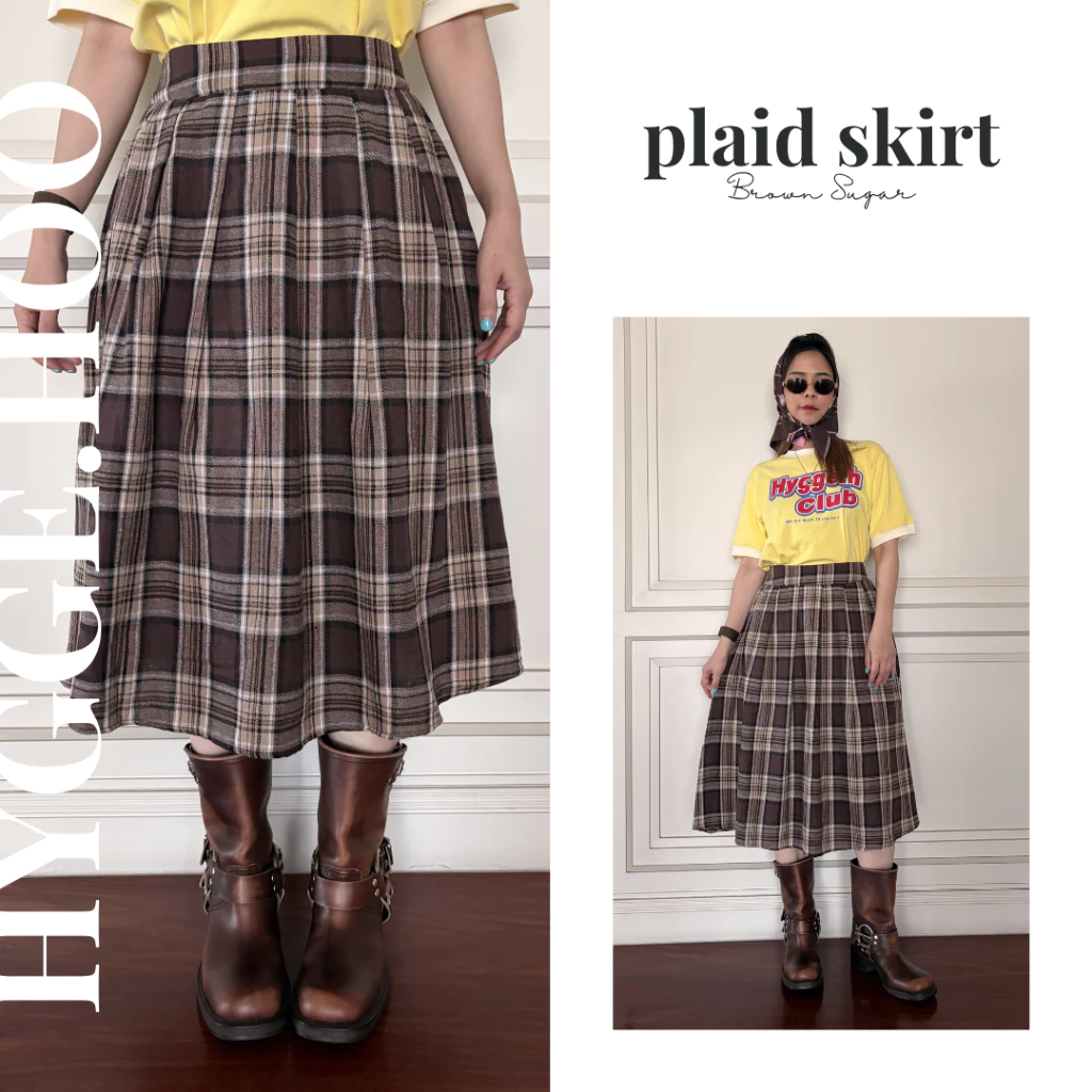 Hygge.H - กระโปรงสก๊อตยาว Vintage Style (Free size)