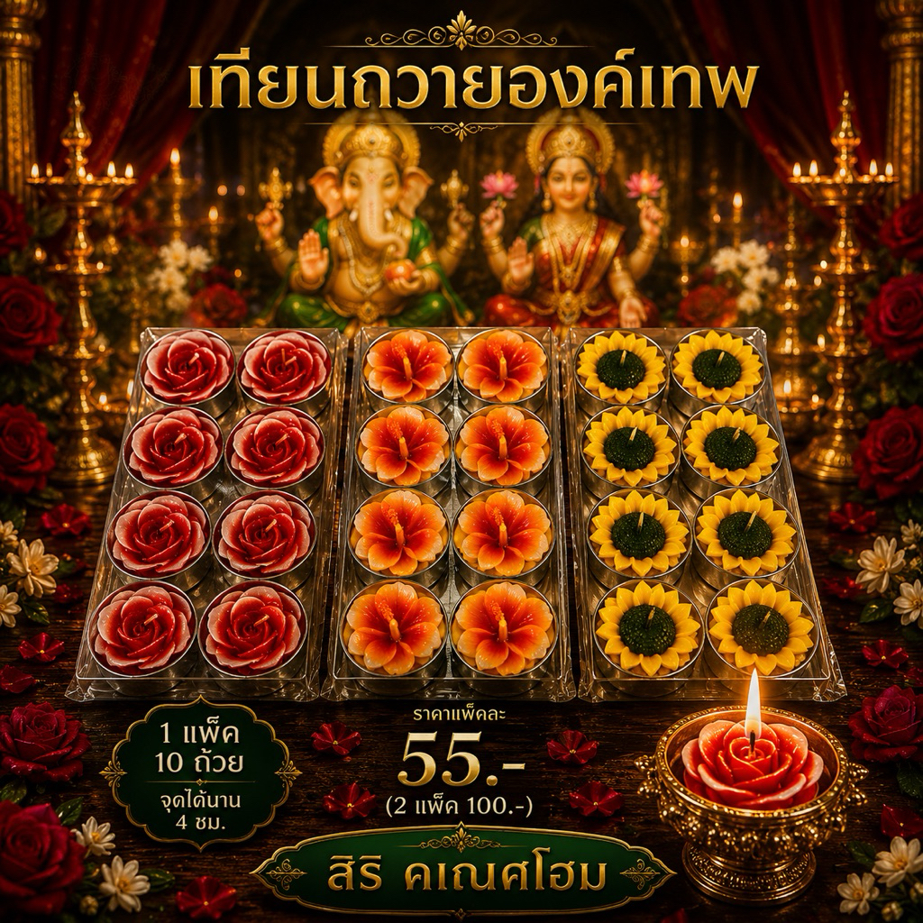 เทียนหอม  เทียนดอกไม้ เทียนถ้วย
