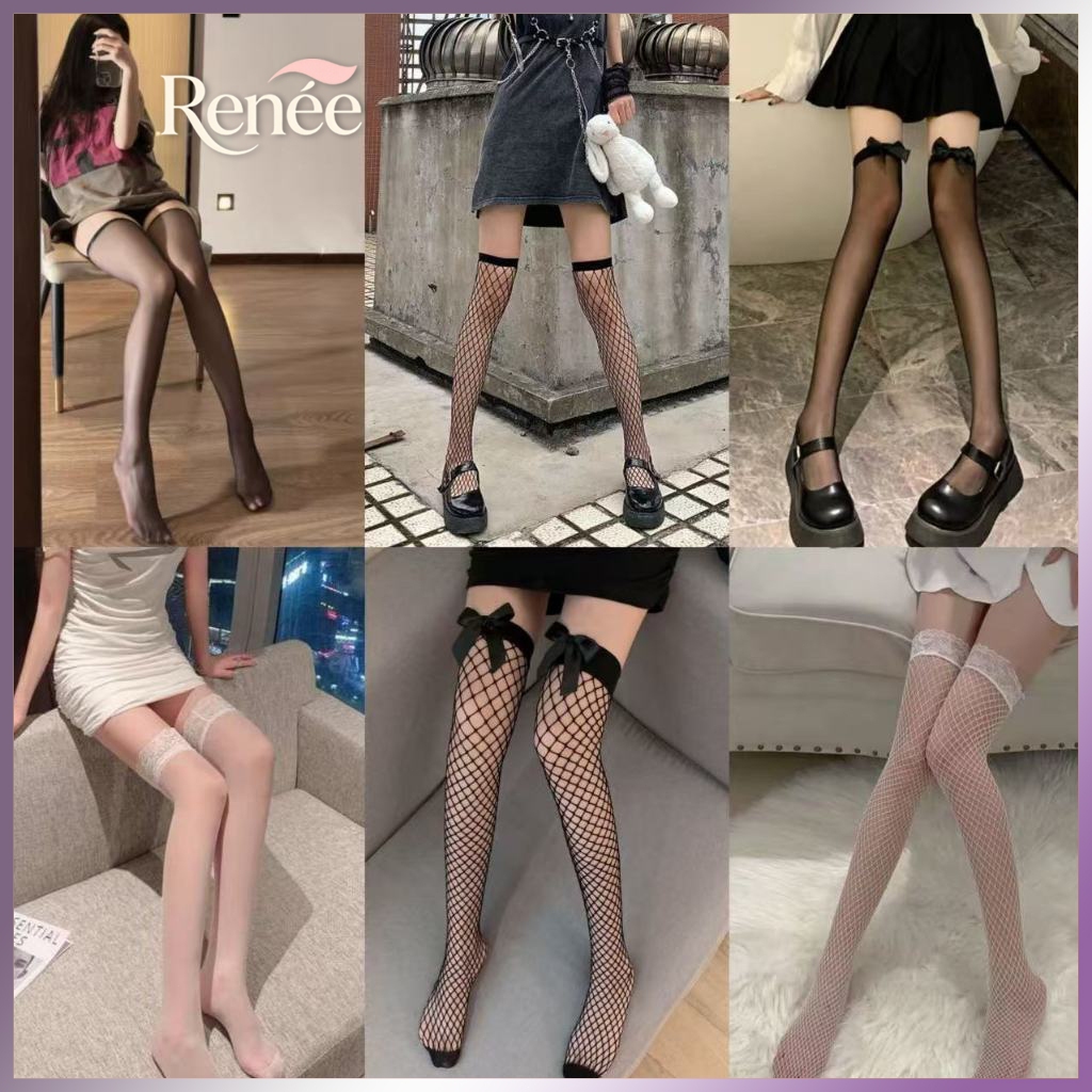 🎀พร้อมส่งในไทย🧦ถุงเท้าผู้หญิง JK สไตล์ญี่ปุ่น ถุงเท้าลูกไม้แฟชั่น ตกแต่งโบว์ สีทึบ ดีไซน์กลวง สไตล์โลลิต้า