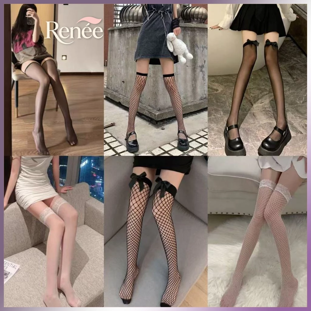 🎀พร้อมส่งในไทย🧦ถุงเท้ายาวถึงเข่า JK สไตล์ญี่ปุ่น ตกแต่งโบว์ลูกไม้ ถุงน่องเซ็กซี่ เนื้อเนียน