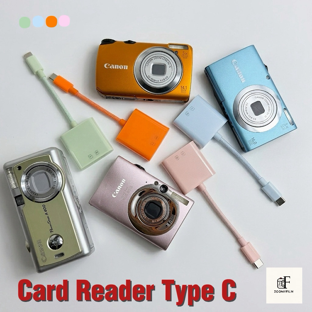 Crad reader Type c สีพาสเทล สำหรับนำรูปและไฟล์เข้ามือถือ IOS และ Android