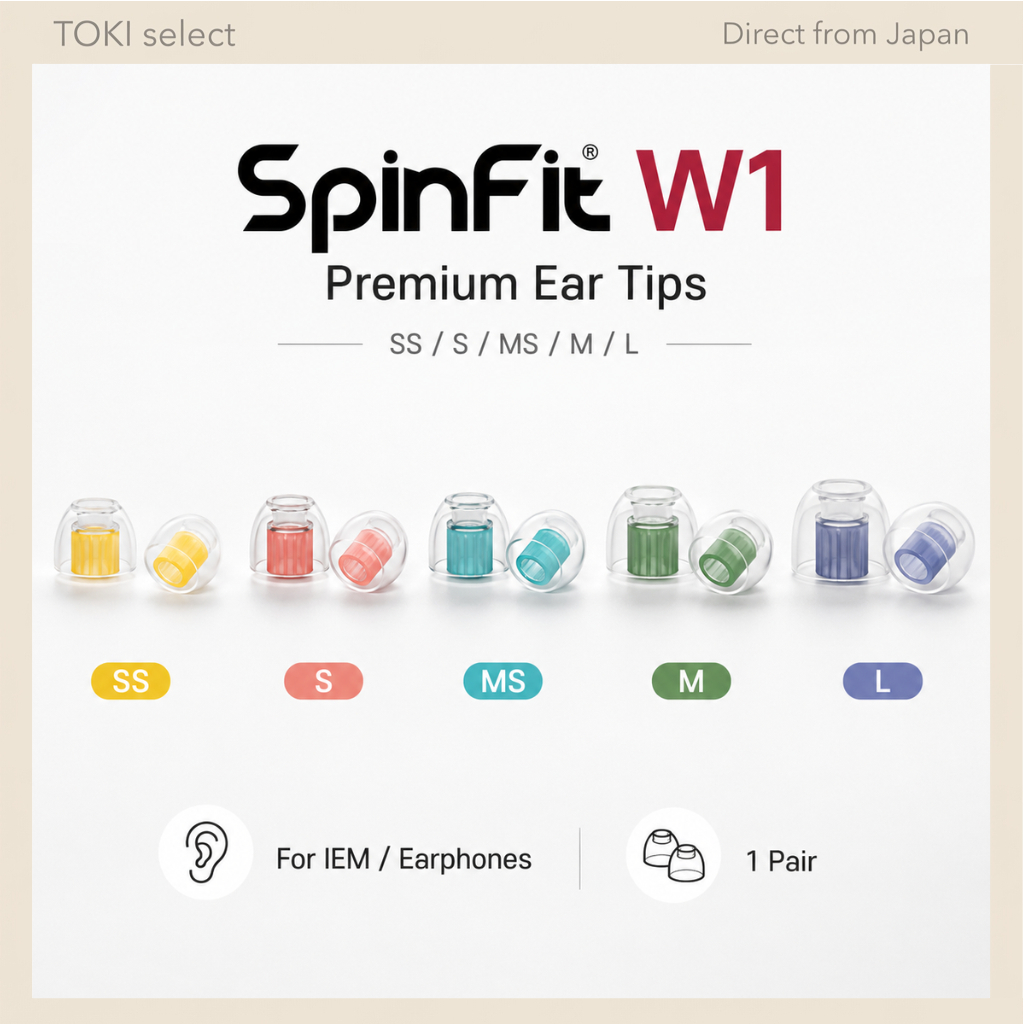 SpinFit W1 Ear Tips Premium Silicone Fit Upgrade for Wired Earphones IEM 1 Pair