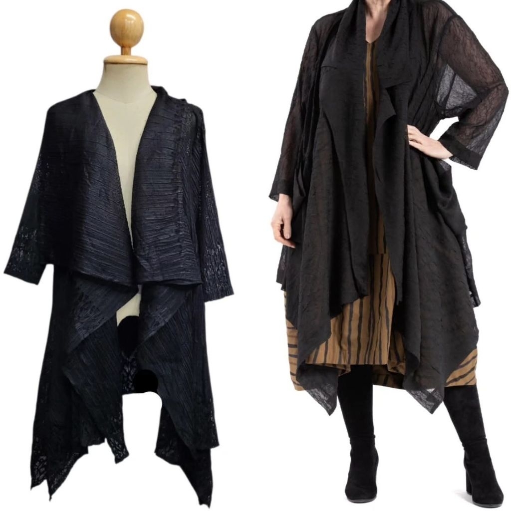 Sardine Pleated Open Front Jacket