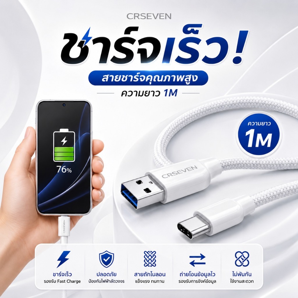 ๋JC168 สายชาร์จUSB สำหรับ iphone Type-c / Type-c to Type-c/ Type-c to iphone ความยาว1เมตร