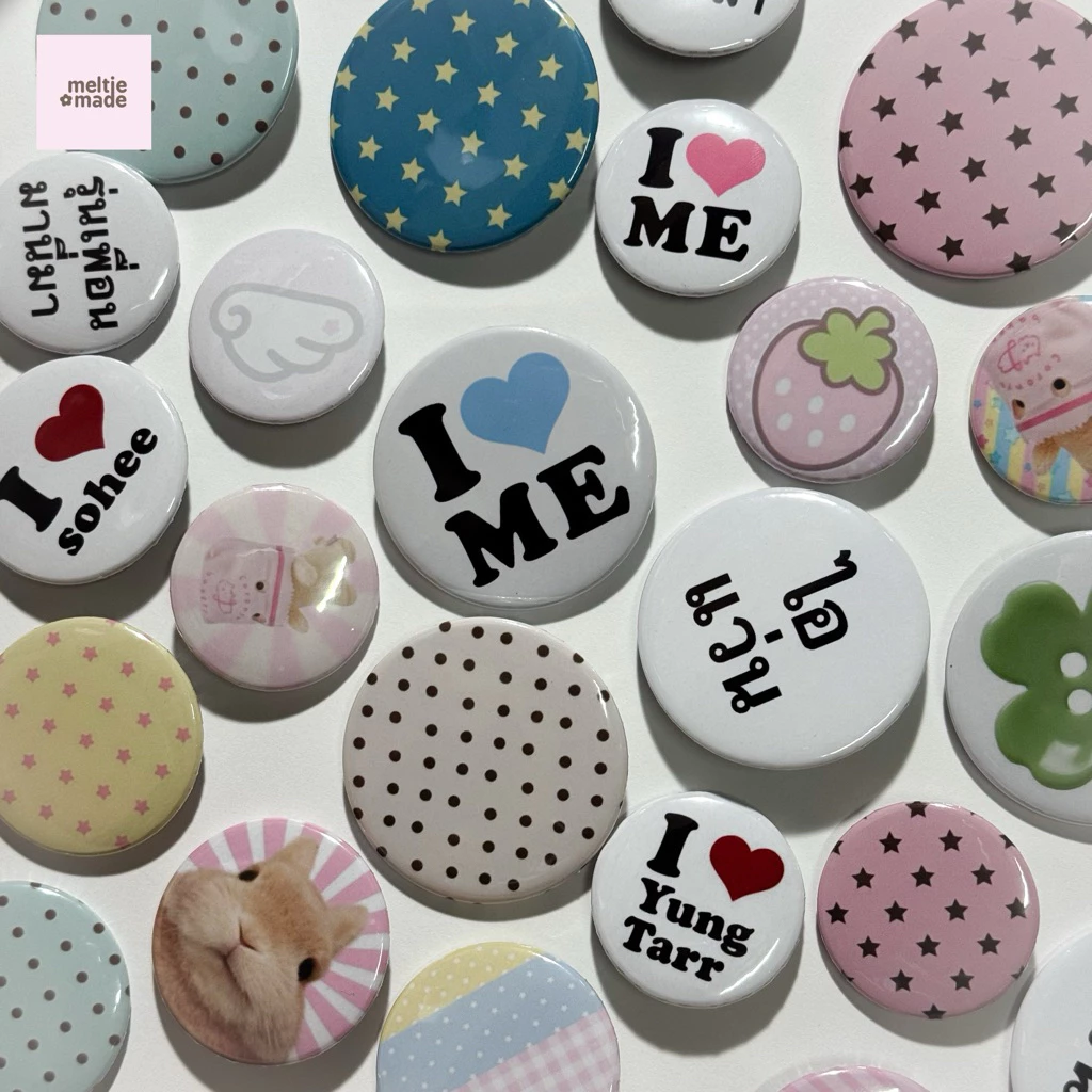 ⭐button badge⭐ รับทำ เข็มกลัด ใส่ภาพลูกค้า สีชัด มีหลายขนาด 25/32/44/58 mm 🇹🇭 ส่งจากไทย