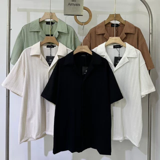 เสื้อเชิ้ตผู้ชายแขนสั้น ผ้ามีเท็กซ์เจอร์ลายในตัว รุ่น N135