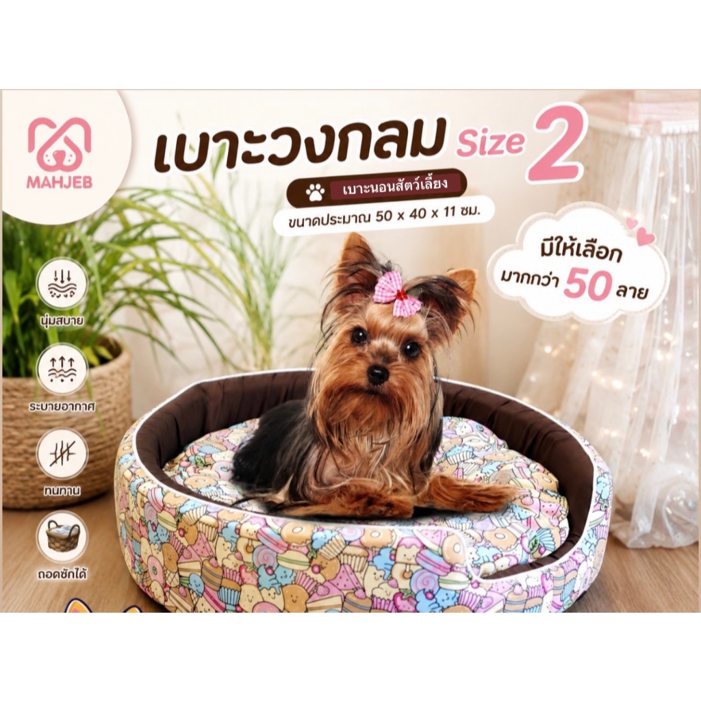 ที่นอนแมวที่นอนสุนัข แบบฟองน้ำวงกลม RB เบอร์ #2 เหมาะกับน้ำหนักไม่เกิน 5 กก.( ขนาด50 x 40 x 11 ซม)