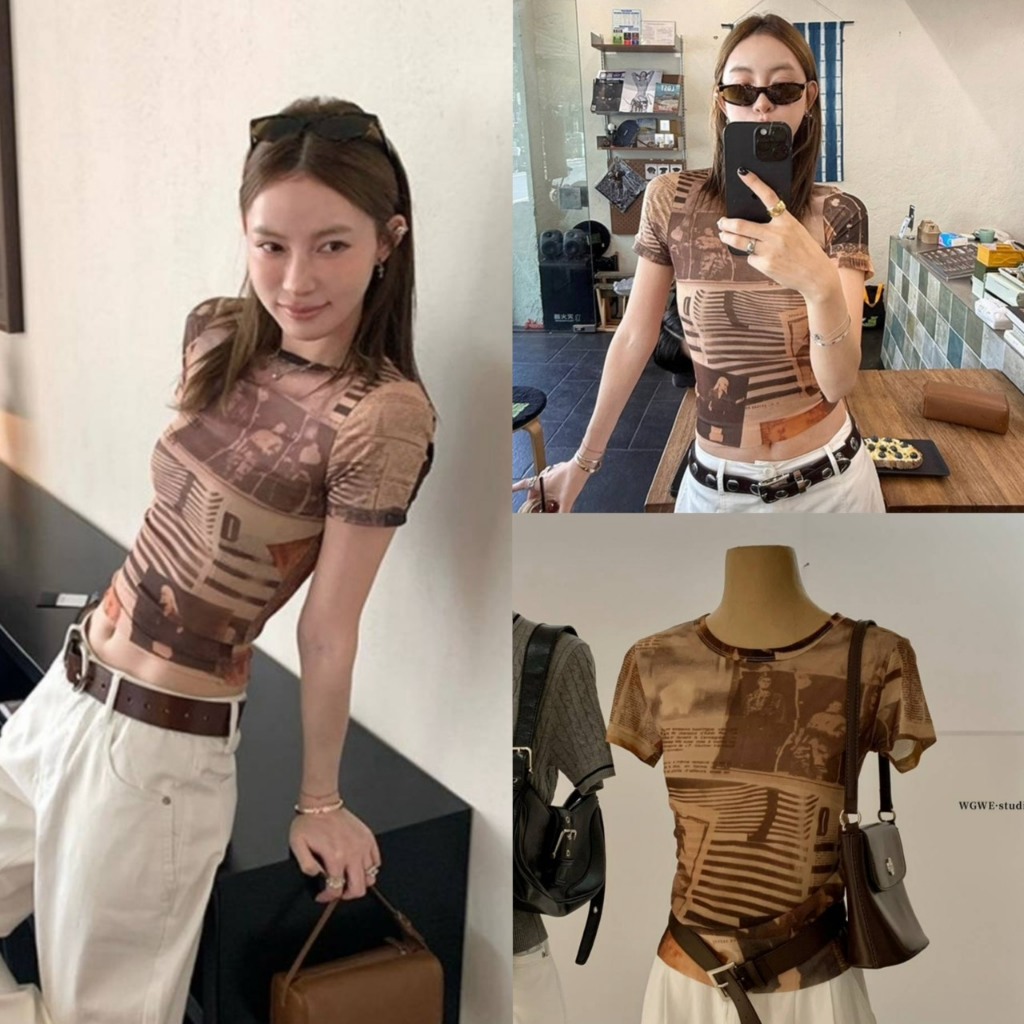 Sepia Vintage เสื้อยืดคอกลมพิมพ์ลาย - 10156 TAG WG.WE 🇰🇷