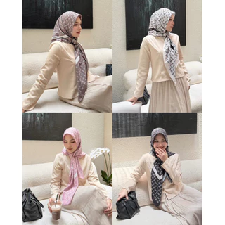 Monogram Iconic TB ฮิญาบพิมพ์ลายIcon ผ้าCotton Spandexนุ่มเบาพริ้วเด้งใส่สบาย