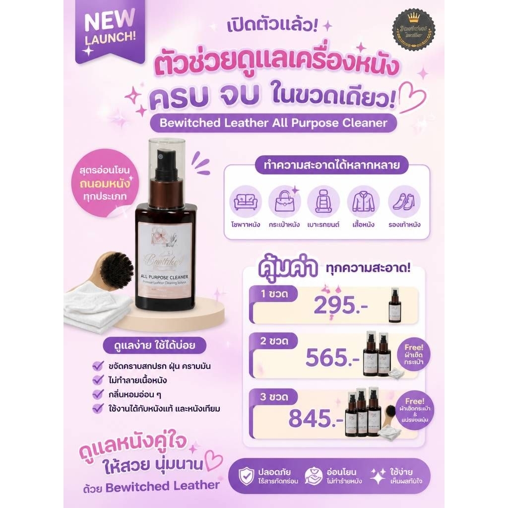 น้ำยาทำความสะอาดกระเป๋า All Purpose Cleaner 1ขวด