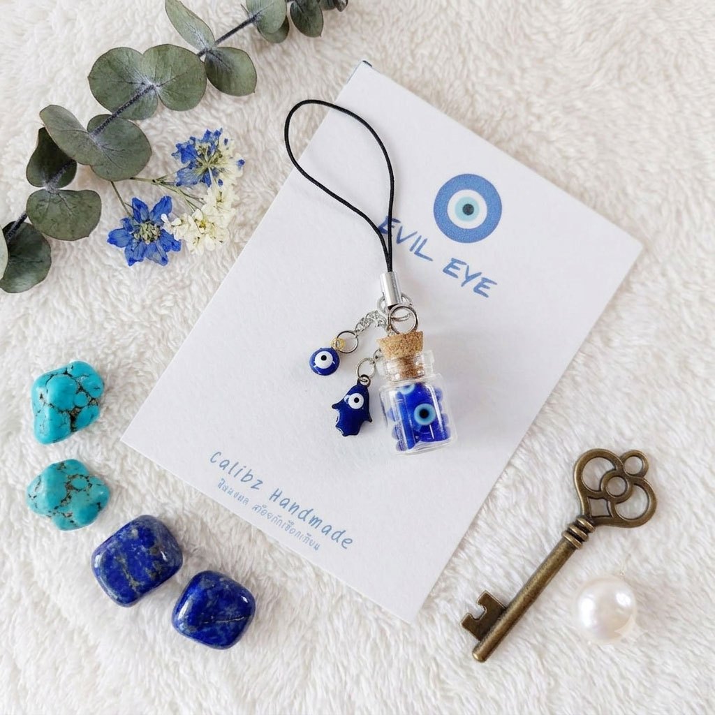 สายห้อยมือถือ โหลแก้ว 🧿 Evil eye  สายห้อยมือถือ หรือเป็นพวงกุญแจได้