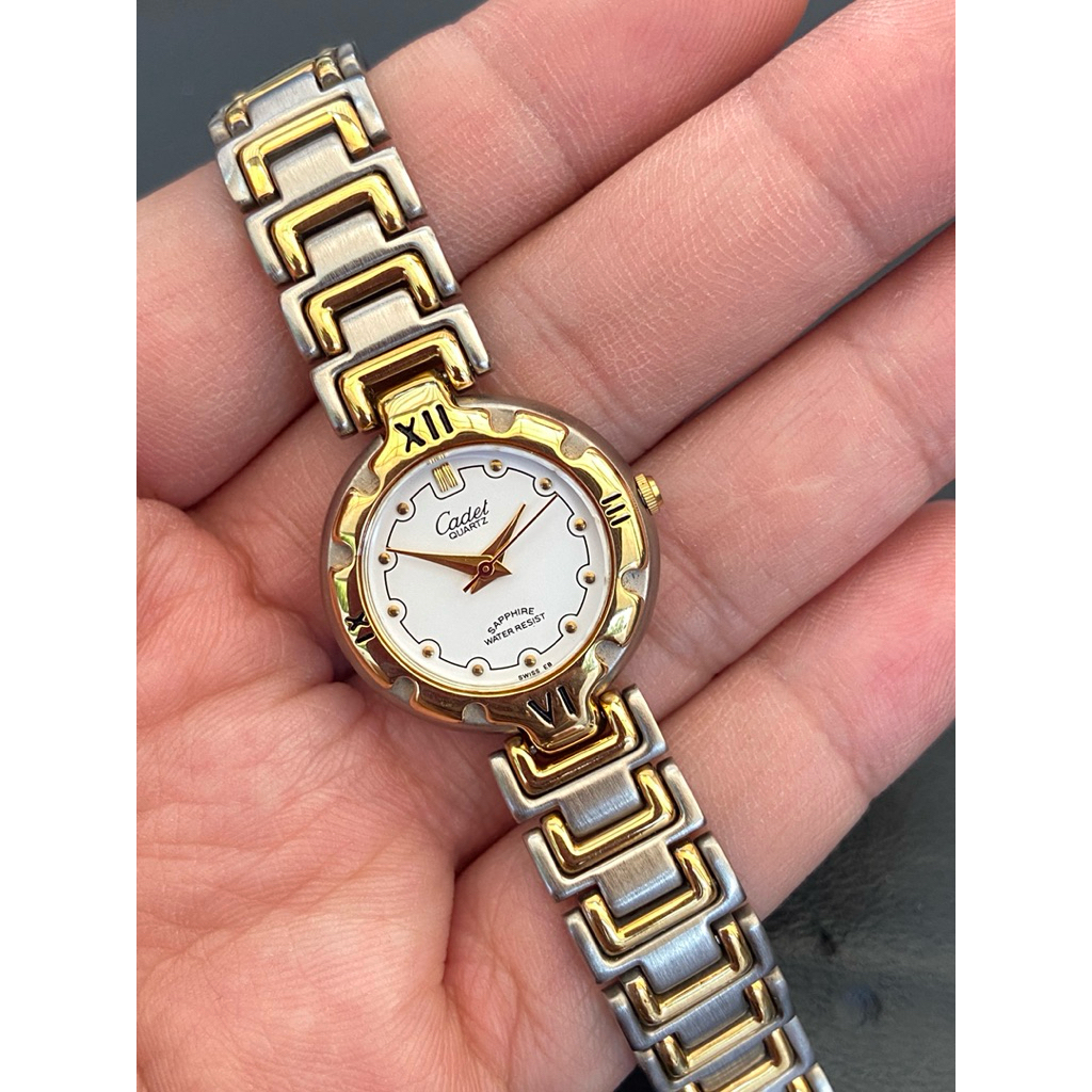 Cadet QUARTZ SAPPHIRE เครื่องSWISS หน้าขาว กันน้ำ Lady ของแท้ สภาพดีมาก