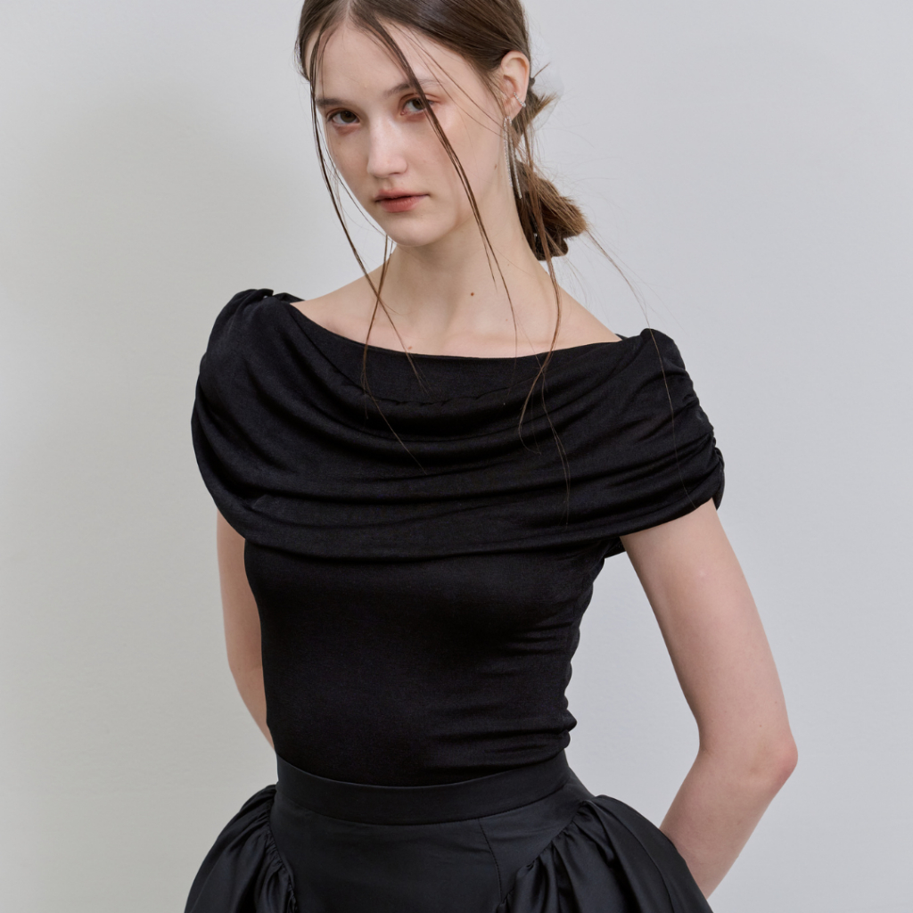 CHER'Z - RW2505 เสื้อเจอร์ซีย์จับเดรปไหล่