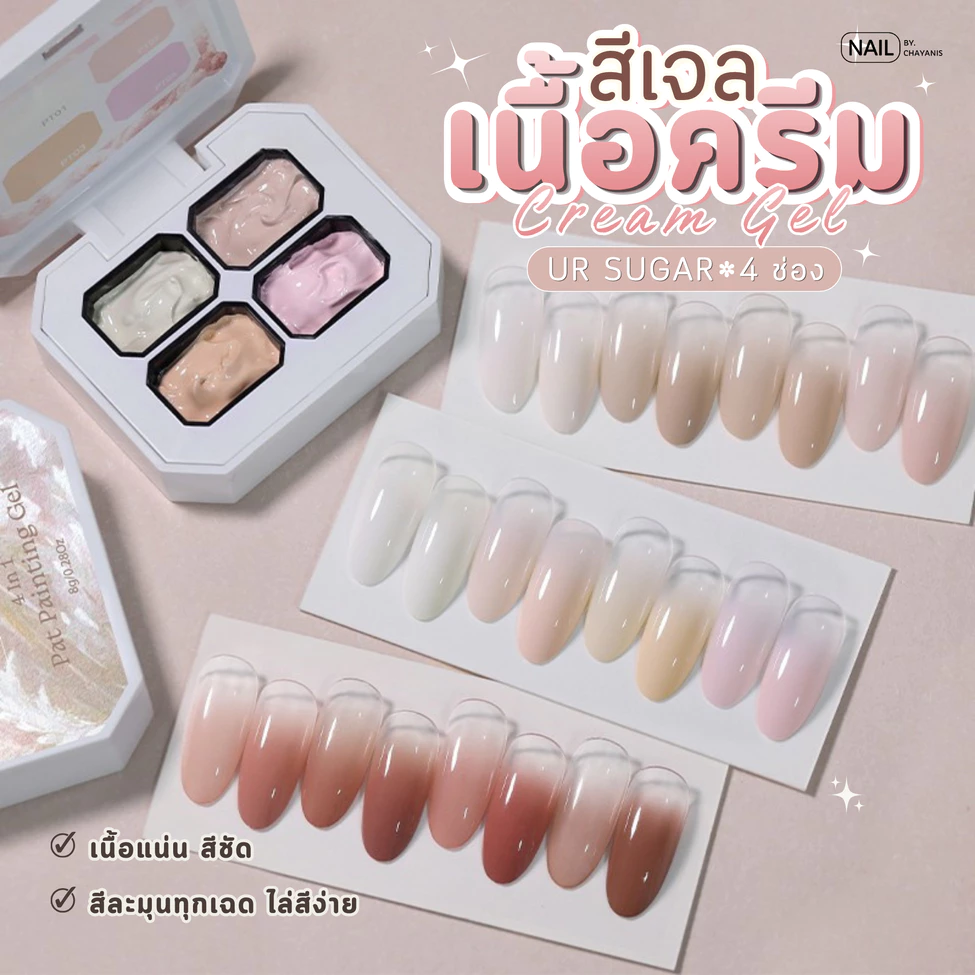 สีเจลพาเลทเนื้อครีมตลับ 4 ช่อง pat painting gel ไล่สีเล็บ ombre เพนท์เล็บได้