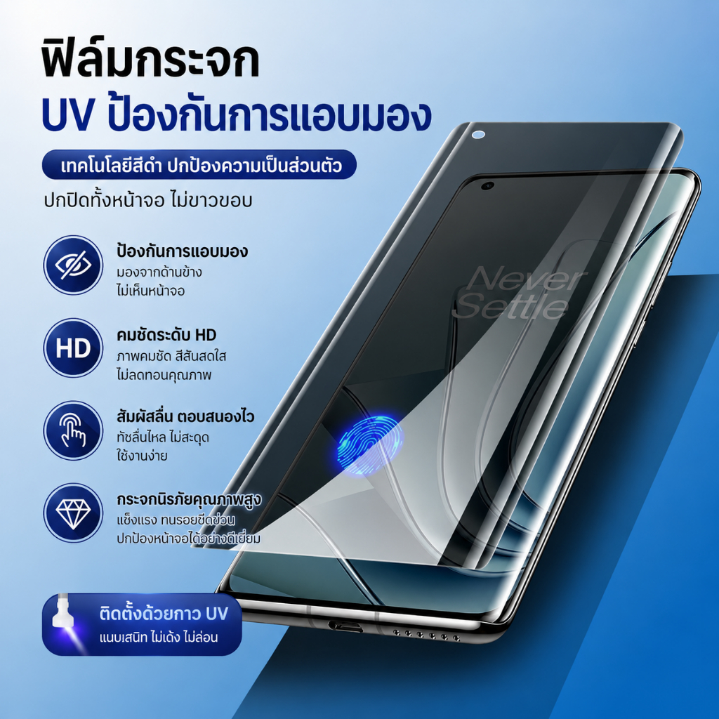 ฟิล์มกระจกUVกันมอง Privacy Samsung S7edge S8 S9 S10 S8Plus S9Plus S10+ S20 S20+ S20Ultra S21+ S21Ultra S22Ultra S23Ultra
