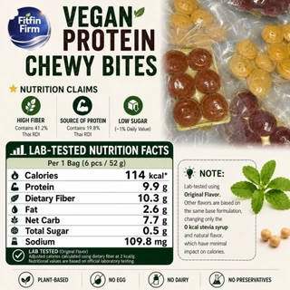 Vegan protein chewy bite - ถั่วกวนคลีน แคล lab test เจ fiber preload