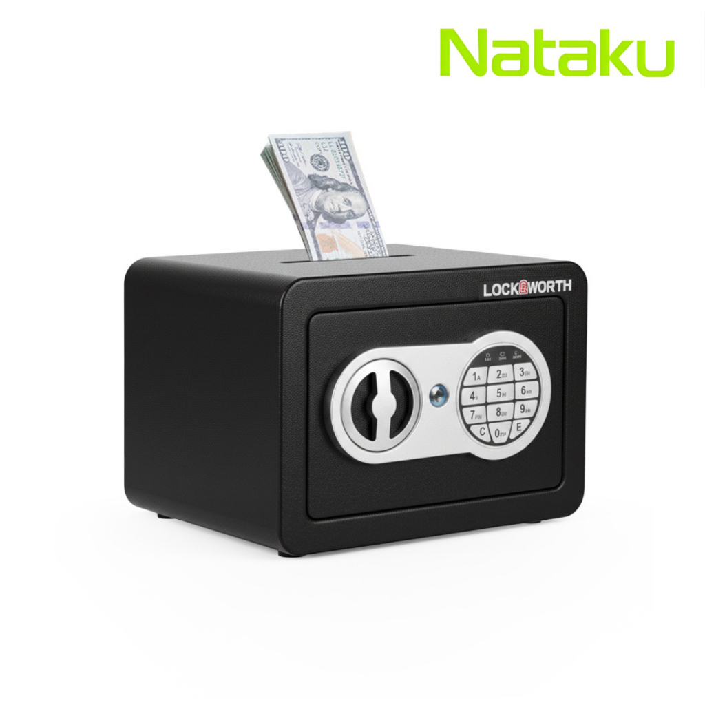 Nataku ตู้เซฟนิรภัย ตู้เซฟหยอดเหรียญ ตู้เซฟ Safe Box ระบบล็อคสองขั้น กันไฟ กันสนิม แข็งแรง รับประกัน1ปี