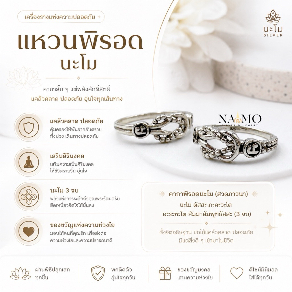 แหวนพิรอด~นะโม • แหวนเงินแท้ • มินิมอล • ผ่านพิธีทุกวง