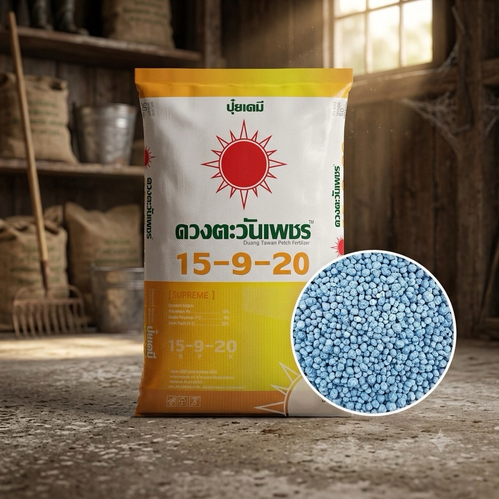 ปุ๋ยคอมปาวด์ 15-9-20 ขนาด 25 กก. ผสม Biostimulant  Zn, B จากธรรมชาติ