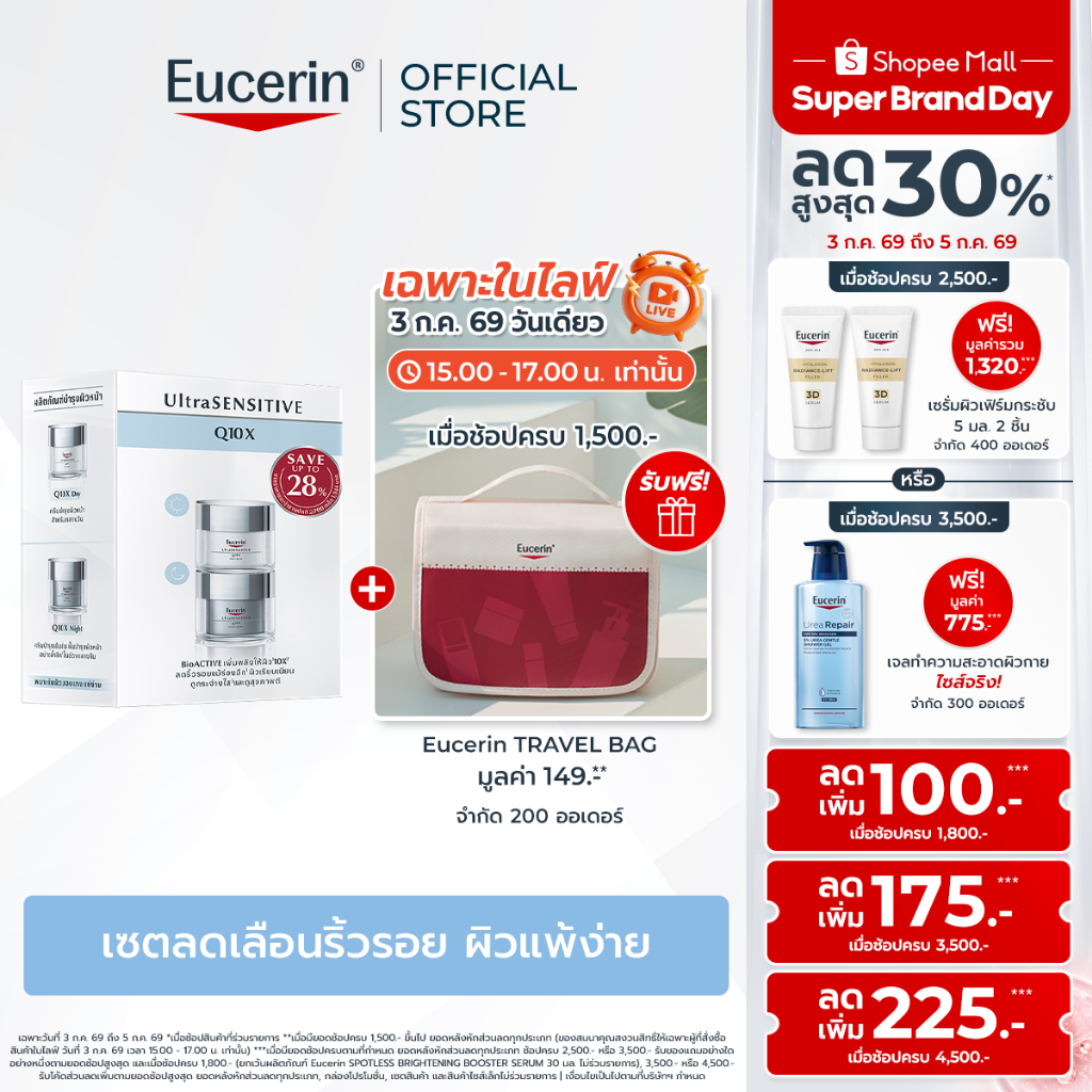 EUCERIN UltraSENSITIVE Q10X SET 50+50ML.เซตลดเลือนริ้วรอย ผิวแพ้ง่าย