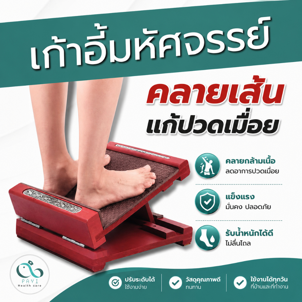 PAYI HEALTH CARE แท้ 100% เก้าอี้มหัศจรรย์ เก้าอี้ไม้ยืนยืดเส้นเพื่อสุขภาพ ไม้หนา ลดอาการปวดเมื่อย