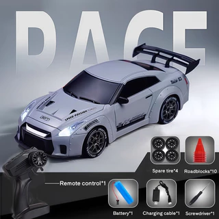 1/24 4WD RC Drift GTR รถกีฬารถ Full Scale รีโมทคอนโทรล Air Force สีเทา 911 Dodge Hellcat ความเร็วสูงรถแข่งรุ่นของเล่น