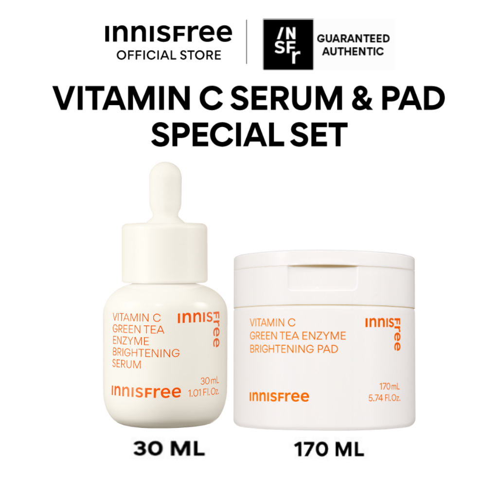 Innisfree Vitamin C Brightening Duo Set (Vitamin C Serum 30ml+Vitamin C Pad 170ml) เพื่อผิวไบร์ท