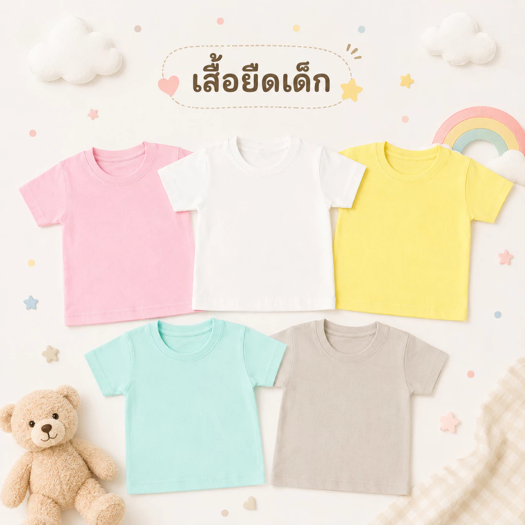 Royal kids เสื้อยืดเด็ก สีพื้น เนื้อผ้าคอตตอนผ้าฝ้าย สำหรับทั้งชายและหญิง cotton clothes