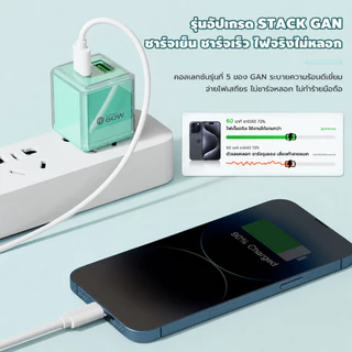 GaN ที่ชาร์จเร็ว 60W PD 1USB + 1usb-c เครื่องชาร์จเร็ว ชาร์จพร้อมกัน 2 พอร์ต ขนาดเล็ก พกพาสะดวก