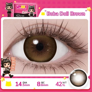 [0.00~5.00] UYAAI คอลแทคเลนส์ คอนเทคเลนส์สายตาสั้น Boba Doll 14.5MM น้ำตาล Pro Max SIZE Gray คอนแทค