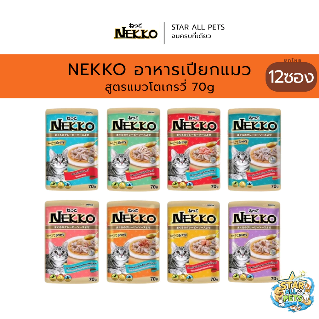 [ยกโหล 12ซอง] Nekko อาหารเปียกแมวแบบซอง ขนาด 70g.