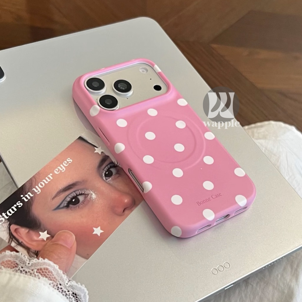 wapple-Case Magnetic เคสแม่เหล็ก polka dot ลายจุดโพกาด็อทพาสเทล ซิลิโคนสำหรับรุ่นiPhone