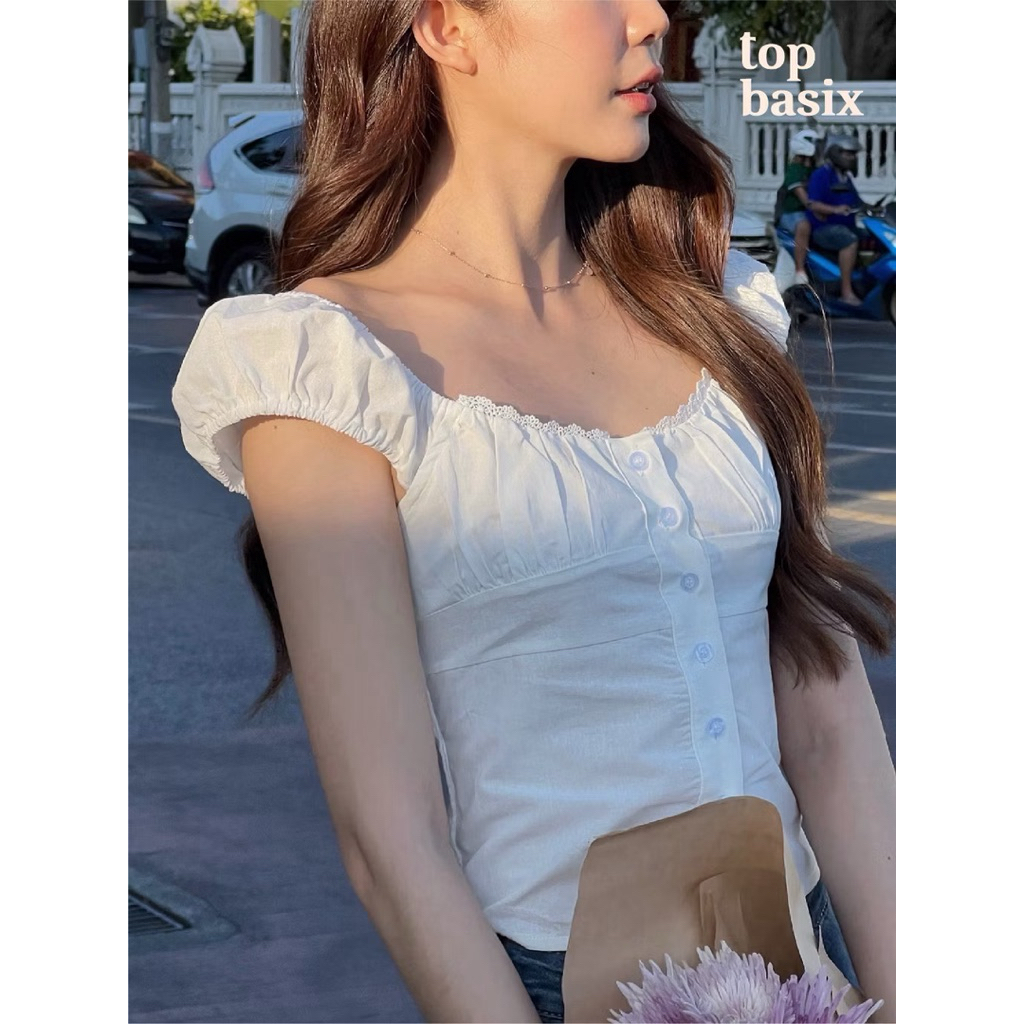 ส่งต่อ TOPBASIX - Sunflower top เสื้อแขนตุ๊กตา ไซส์ M