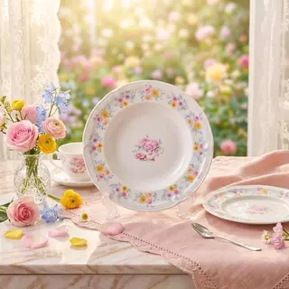 จานชามเมลามีน ลาย Rose Chiffon (โรส ชิฟฟอน)แบรนด์ Srithai Superware
