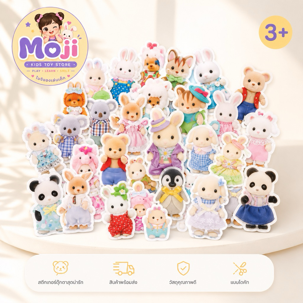 Moji.playhouse💛สติกเกอร์ ลายน่ารัก สะสม ตกแต่งเคส สมุด ของขวัญ ติดง่าย สีสันสดใส