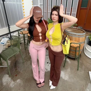Cutout top เสื้อยืดเว้าหน้า (4029)