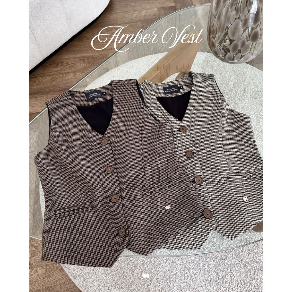 ⊹ ࣪ ˖ Amber Vest ₊⊹ เสื้อ Vest ลายสกอตชิโนริ ผ้าหนา อยู่ทรง