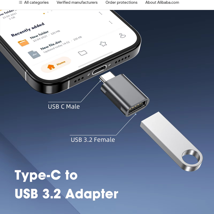 [10Gbps OTG] อะแดปเตอร์แปลง  USB-A 3.2 to Type-C OTG Adapter