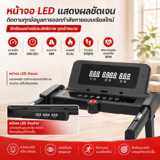 【ลู่วิ่งไฟฟ้า M7】Treadmill พับได้ มอเตอร์ 5.0HP ปรับระดับได้ มีหน้าจอ LED รองรับการเชื่อมต่อ Bluetooth