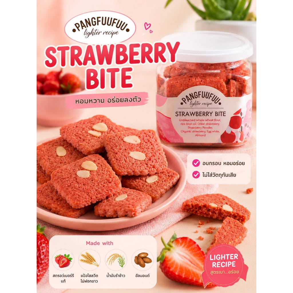 Pangfuufuu Strawberry bites แป้งโฮลวีต