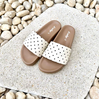 A’nolyn รุ่น POLKA [แนะนำ+เพิ่ม 1 ไซส์]รองเท้าแตะสวมลายจุด Polkadot พื้นหนังนุ่ม สวมใส่สบาย ดีไซน์ทันสมัย สำหรับทุกโอกาส