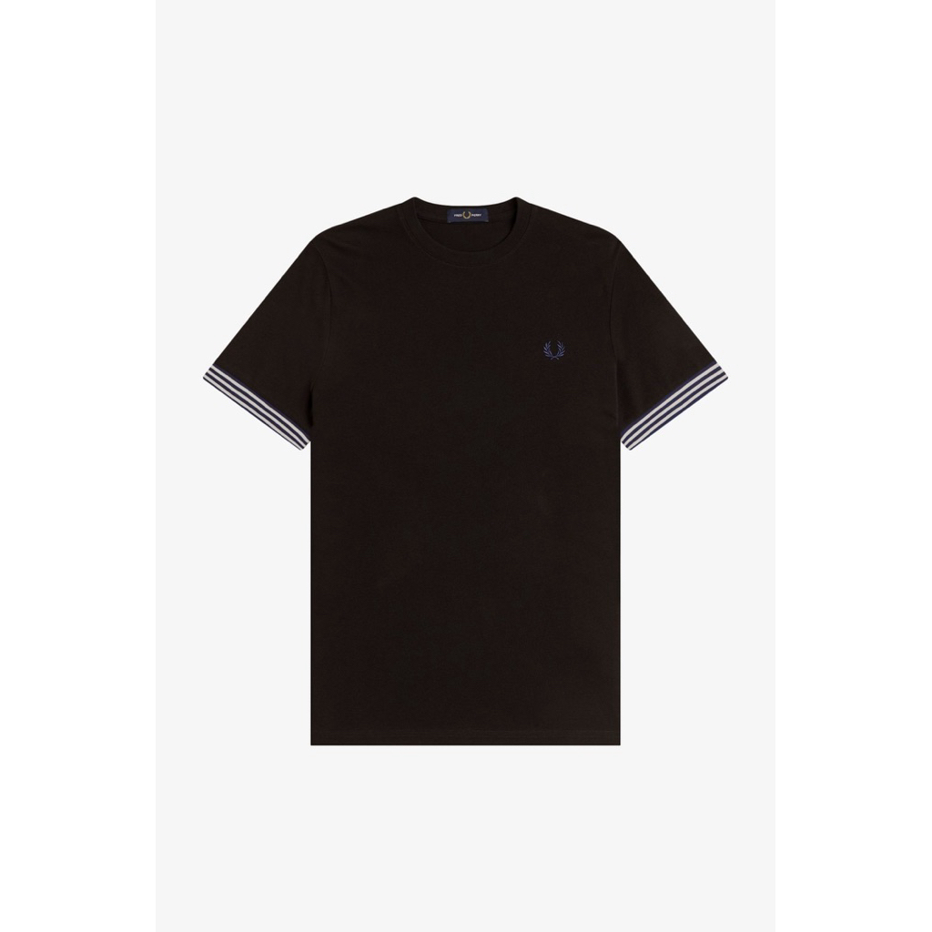 Fred Perry Stripe Cuff T-Shirt in Black