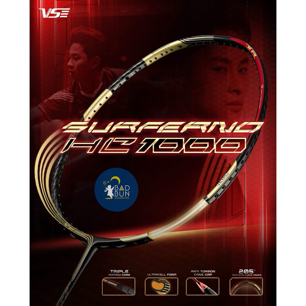 VS ไม้แบดมินตันรุ่น HC SURFERNO 1000 (แถมเอ็น พันด้าม ซอง ประกัน 6 เดือน)