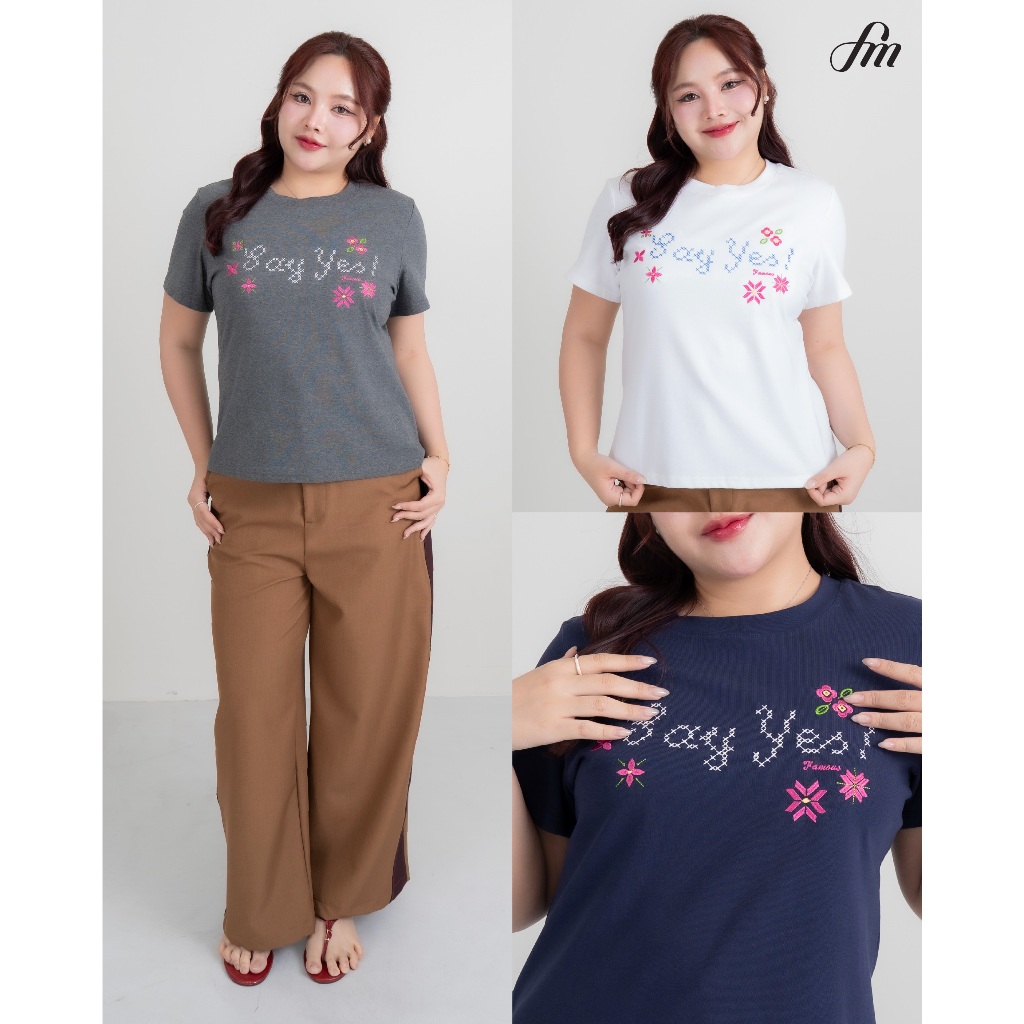 FAMOUS เสื้อยืดคอกลม Say Yes ! #FMBL-G3T068