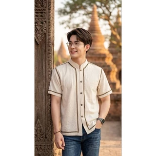 เสื้อพื้นเมืองผู้ชายคอจีนเส้นเดียว รุ่น ศิริสัณฐาน